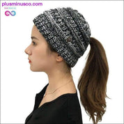 Ponytail Beanies Winter Hat For Women Knitted Warm Cap Messy - plusminusco.com