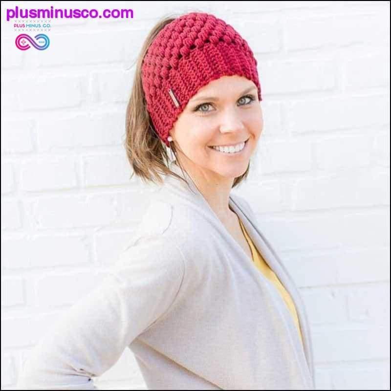 여성용 포니테일 모자 - 세련된 니트 모자 여성 패션 - plusminusco.com