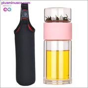 Portable Double Wall Glass Tea Mug Coffee Travel Cup Infuser - plusminusco.com