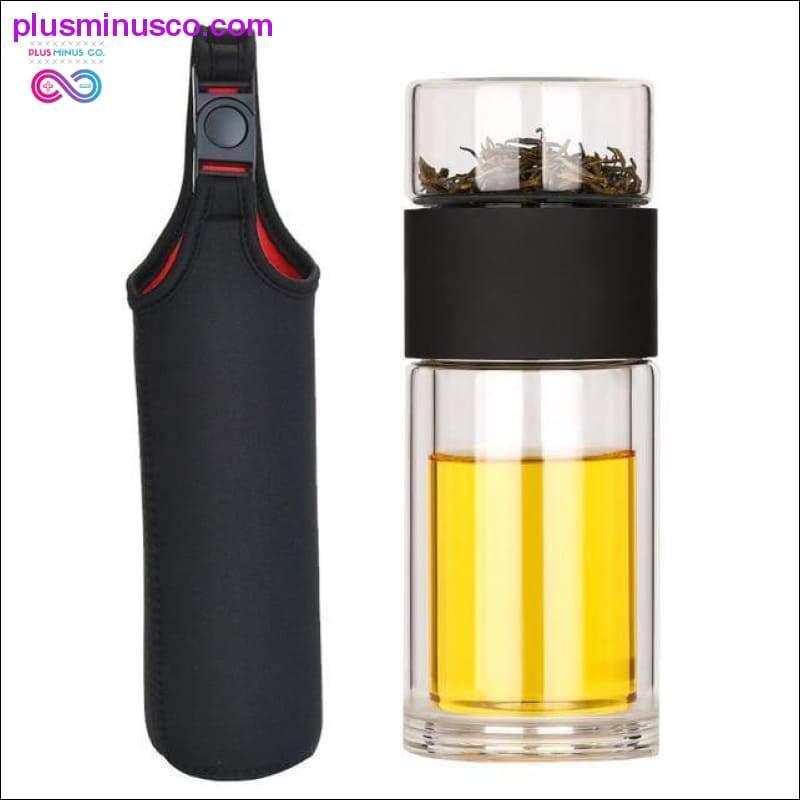 Portable Double Wall Glass Tea Mug Coffee Travel Cup Infuser - plusminusco.com