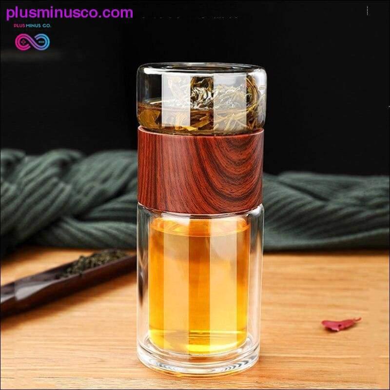 Portable Double Wall Glass Tea Mug Coffee Travel Cup Infuser - plusminusco.com