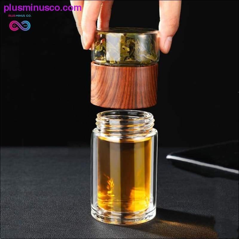 Portable Double Wall Glass Tea Mug Coffee Travel Cup Infuser - plusminusco.com