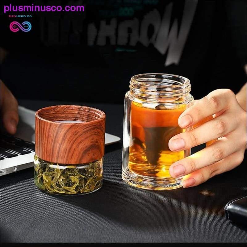 Portable Double Wall Glass Tea Mug Coffee Travel Cup Infuser - plusminusco.com