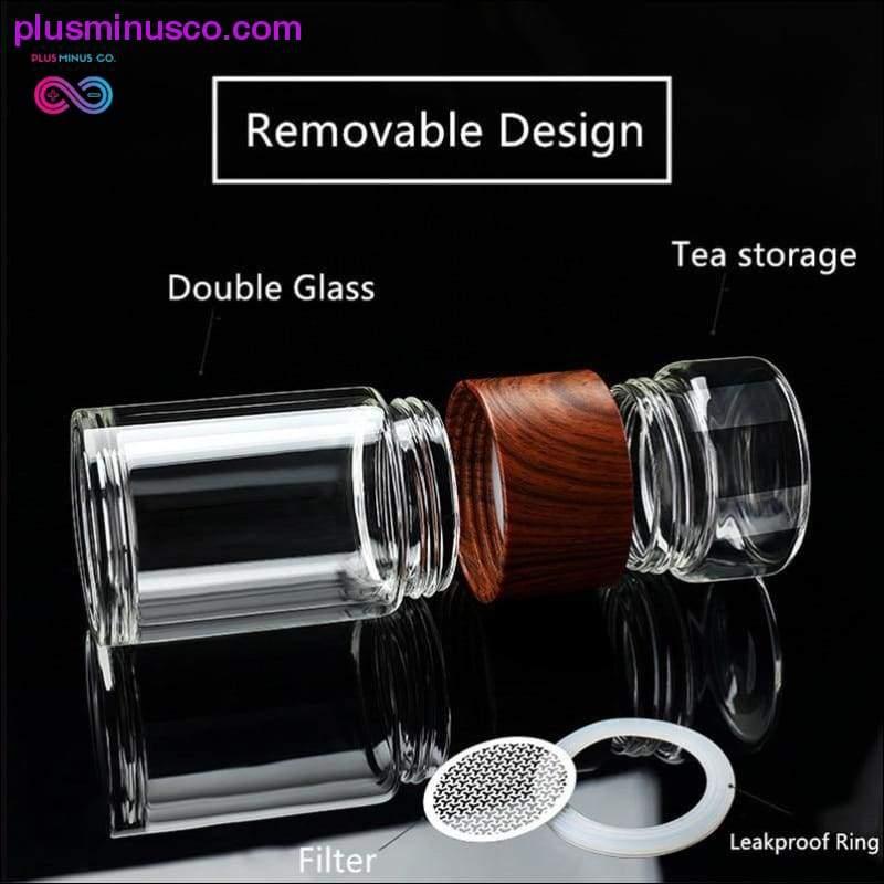 Portable Double Wall Glass Tea Mug Coffee Travel Cup Infuser - plusminusco.com