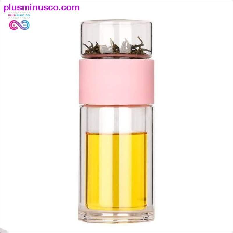Portable Double Wall Glass Tea Mug Coffee Travel Cup Infuser - plusminusco.com