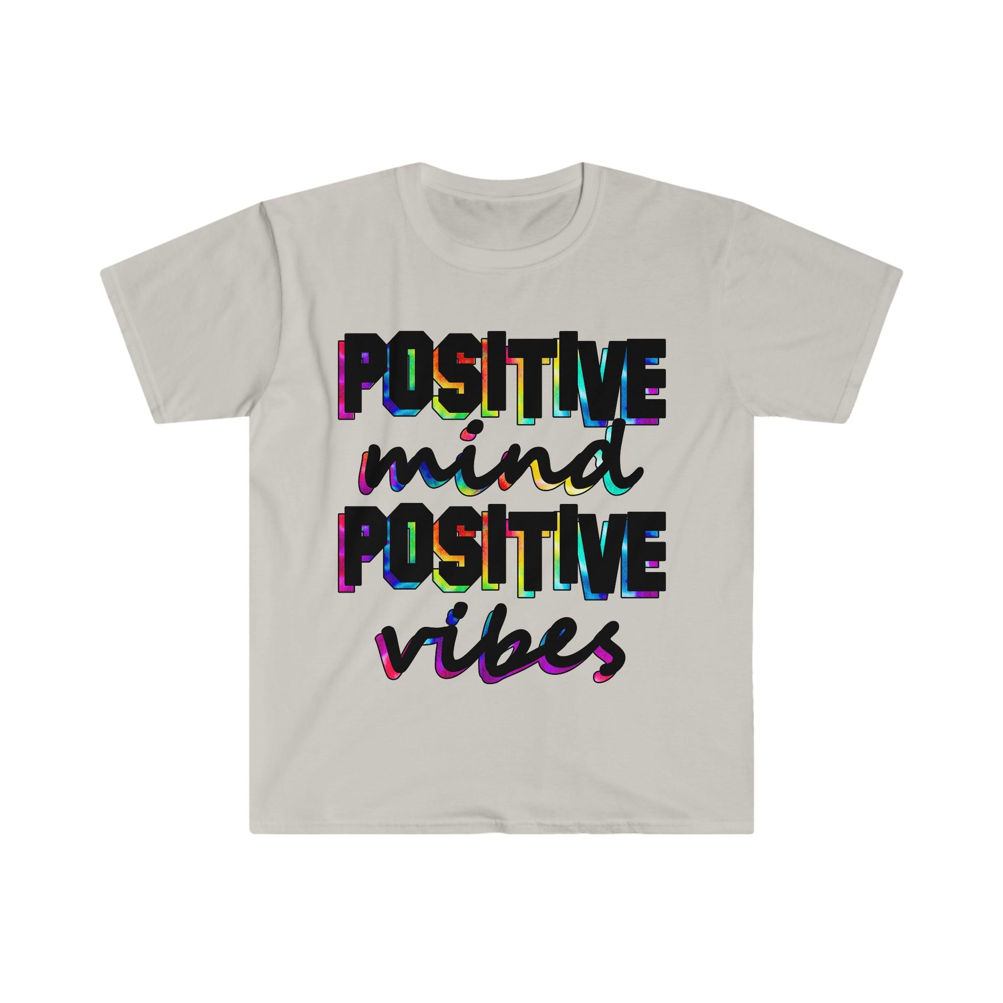 POSITIVE mind POSITIVE vibes | colored print T-Shirts Cotton, Crew neck, DTG, Men's Clothing, Mother’s Day promotion, Regular fit, T-shirts, Unisex, Women's Clothing - plusminusco.com