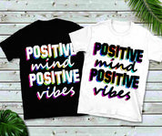 Позитивный разум Позитивные вибрации | Футболки с красочным принтом, футболка для йоги, футболка для мужчин, футболка для женщин, йога, мотивация - plusminusco.com