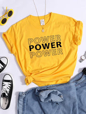 „Power Print“ marškinėliai Vasaros tendencijos Patogūs drabužiai trumpomis rankovėmis, kasdieniai dideli marškinėliai „Hip Hop Essential“ moteriški marškinėliai – plusminusco.com
