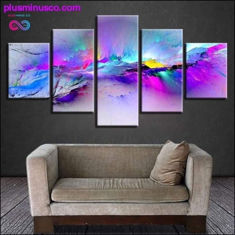 Print Posters Modern Wall Art Frame 5 Pieces Color Abstract - plusminusco.com