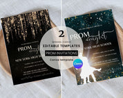 Prom night, Prom Party Invitation, Prom Invitation Flyer, Prom Event Flyer digital download, Card Template,  digital editable Canva Template - plusminusco.com