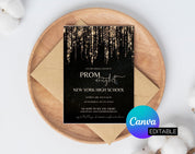Prom night, Prom Party Invitation, Prom Invitation Flyer, Prom Event Flyer digital download, Card Template,  digital editable Canva Template - plusminusco.com