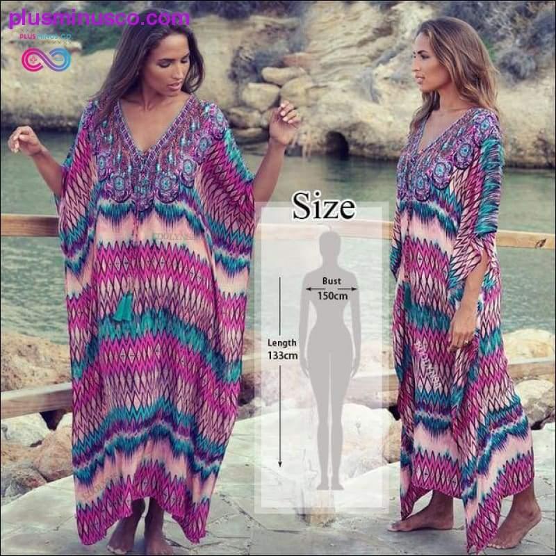 Quick-drying Kaftan Beach Cover up Pareos de Playa Mujer - plusminusco.com