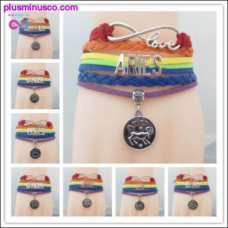 Βραχιόλι Rainbow Δερμάτινο Infinity Sign Zodiac - plusminusco.com