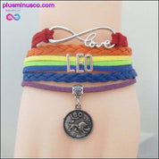 Rainbow Leather Infinity Sign Zodiac Armbånd - plusminusco.com