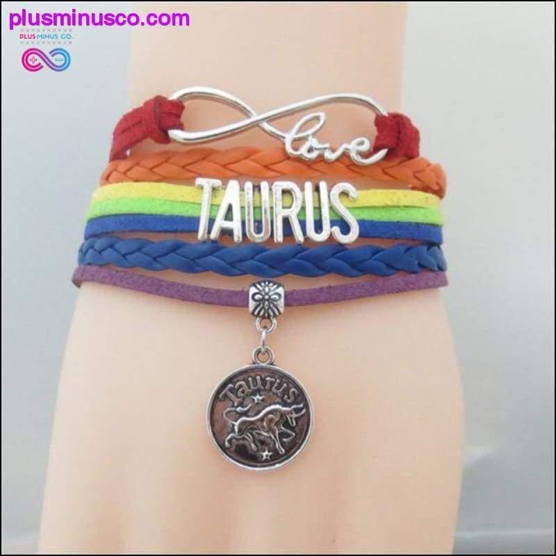 Rainbow Leather Infinity Sign Zodiac Bracelet - plusminusco.com