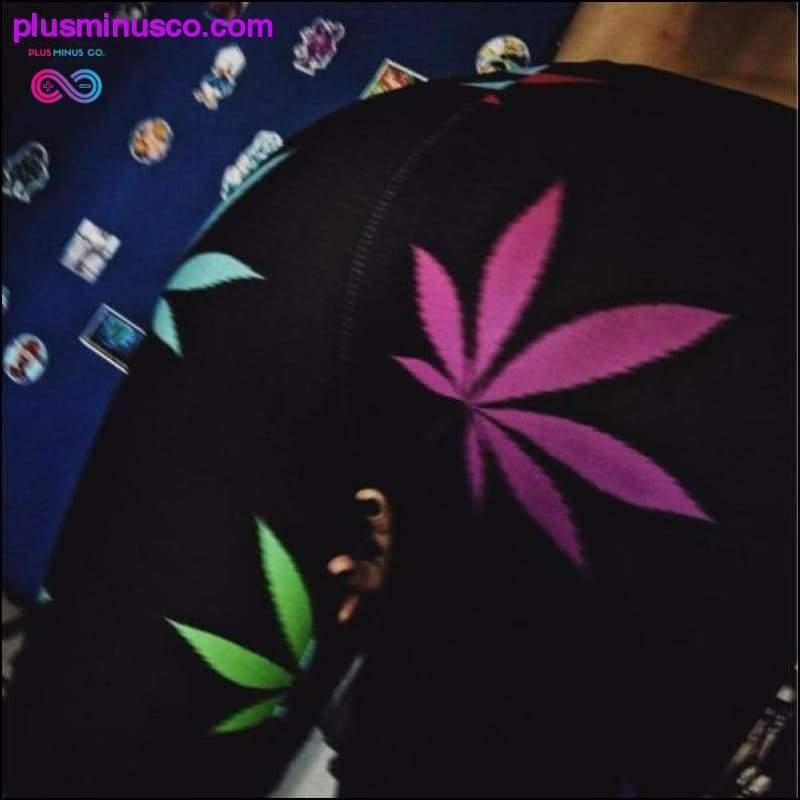 Leggings con foglie di marijuana arcobaleno - plusminusco.com