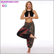 Nohavice na jogu s červenými kvetmi - plusminusco.com
