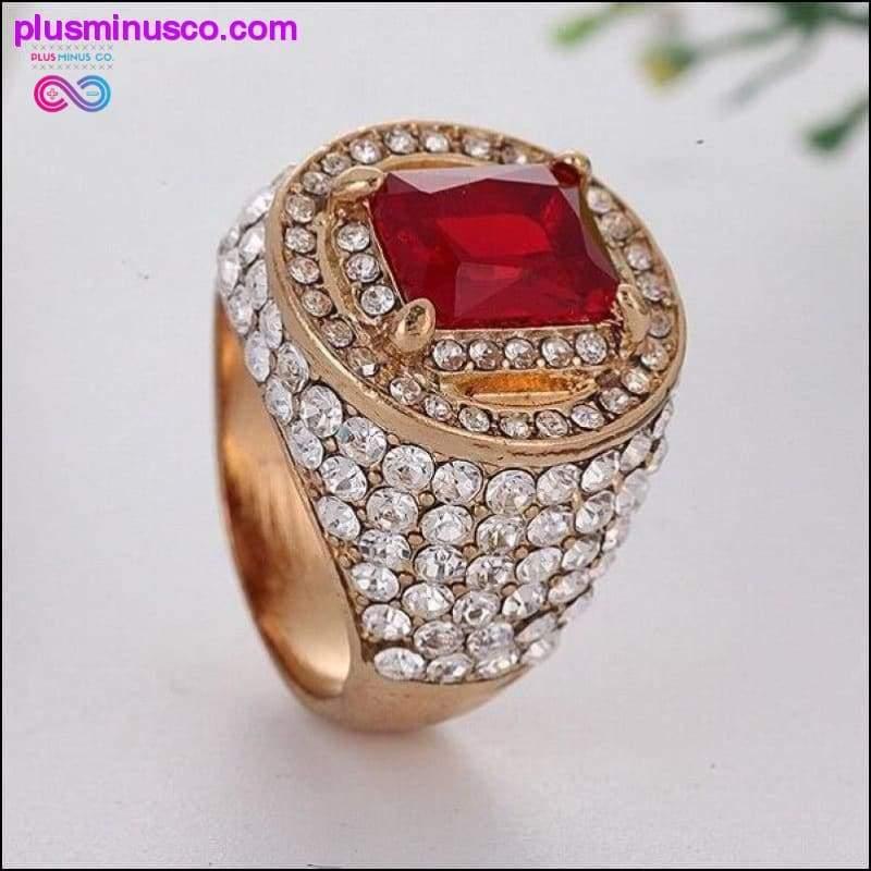 Хипхоп модни прстен од црвеног дијаманта кубног циркона - плусминусцо.цом