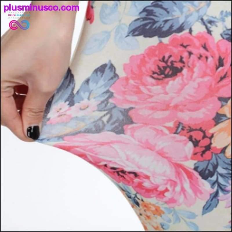 Bezszwowe, wąskie legginsy z nadrukiem czerwonych róż – plusminusco.com