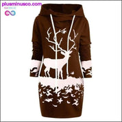 Reindeer Hooded Drawstring Mini Dress at PlusMinusCo.com - plusminusco.com