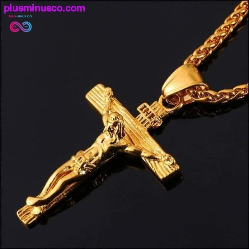 Collier croix de Jésus religieux pour hommes 2019 nouvelle mode or - plusminusco.com