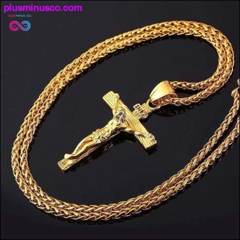 Religiöse Jesus-Kreuz-Halskette für Männer 2019 New Fashion Gold - plusminusco.com