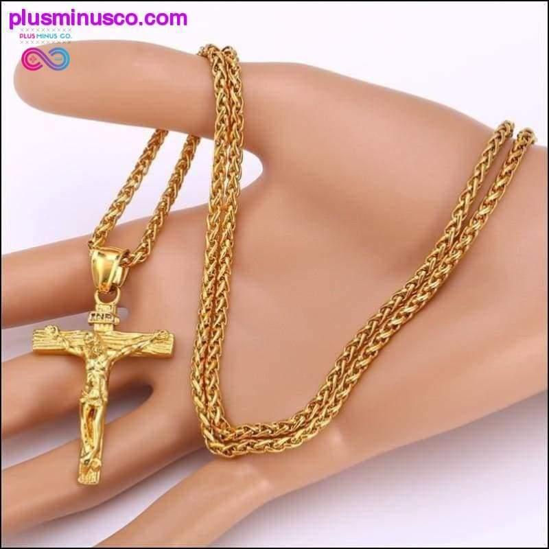 Релігійне намисто з хрестом Ісуса для чоловіків 2019, нова мода, золото - plusminusco.com
