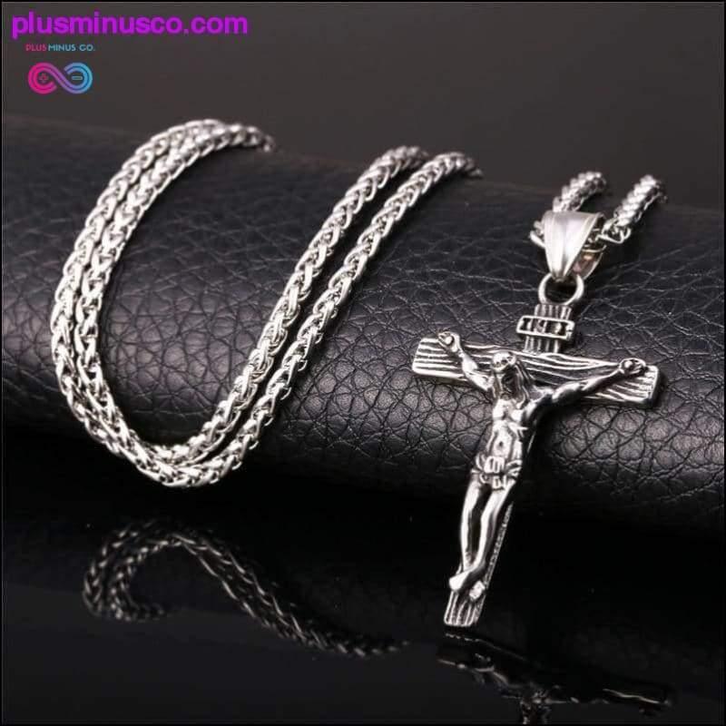 Religijny naszyjnik z krzyżem Jezusa dla mężczyzn 2019 New Fashion Gold - plusminusco.com