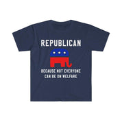 Republikanin, ponieważ nie każdy może nosić koszulki z opieki społecznej, polityczna konserwatywna koszulka Pro Trump, zabawna konserwatywna koszulka unisex - plusminusco.com