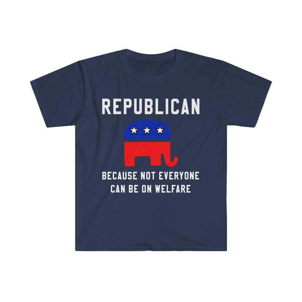 Републиканец, защото не всеки може да носи тениски за социални помощи, тениска за политически консерватори за Тръмп, забавна консервативна тениска унисекс - plusminusco.com