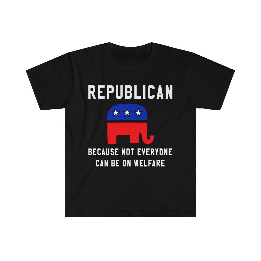 Републиканец, защото не всеки може да носи тениски за социални помощи, тениска за политически консерватори за Тръмп, забавна консервативна тениска унисекс - plusminusco.com