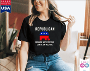 Republikeins omdat niet iedereen op welzijns-T-shirts kan zitten, Pro Trump politiek conservatief T-shirt, grappig conservatief T-shirt unisex - plusminusco.com