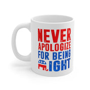 Regalos republicanos, taza de elefante republicano, nunca te disculpes por tener razón, regalo para republicano, papá republicano, taza patriota conservadora - plusminusco.com