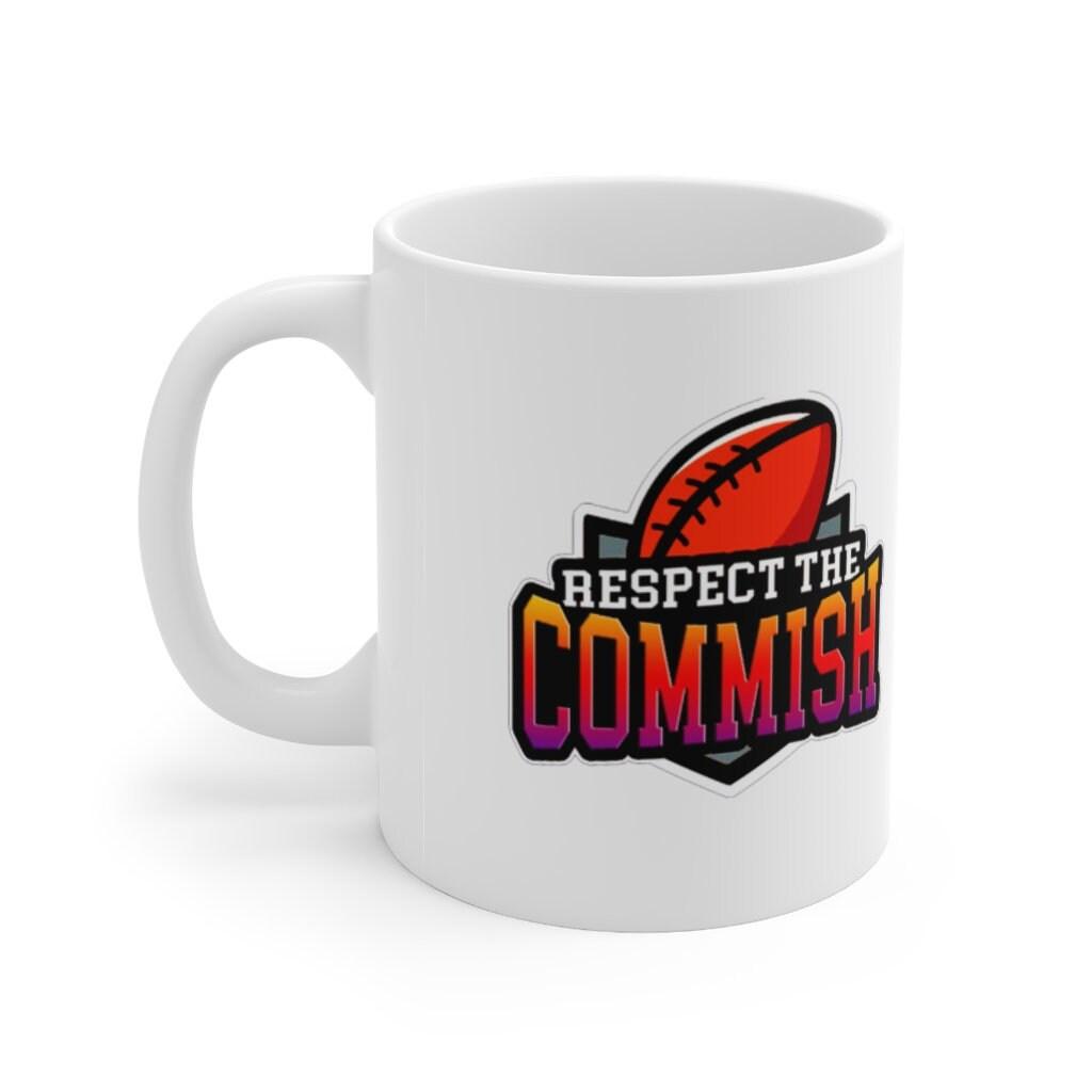 Respect the Commish, 15 унцій. Black Mug, Fantasy Football Commissioner Accent Mug, фентезі-футбольна королева, Ceramic Mug 11oz, - plusminusco.com