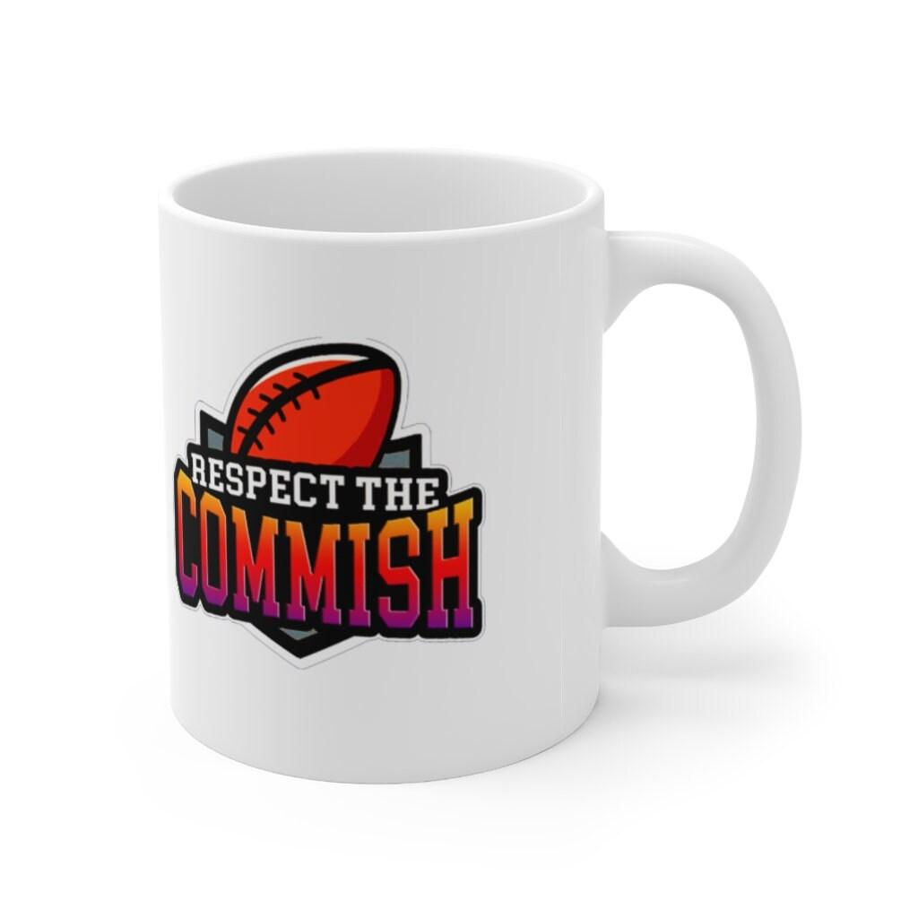 Respect the Commish, 15 унцій. Black Mug, Fantasy Football Commissioner Accent Mug, фентезі-футбольна королева, Ceramic Mug 11oz, - plusminusco.com