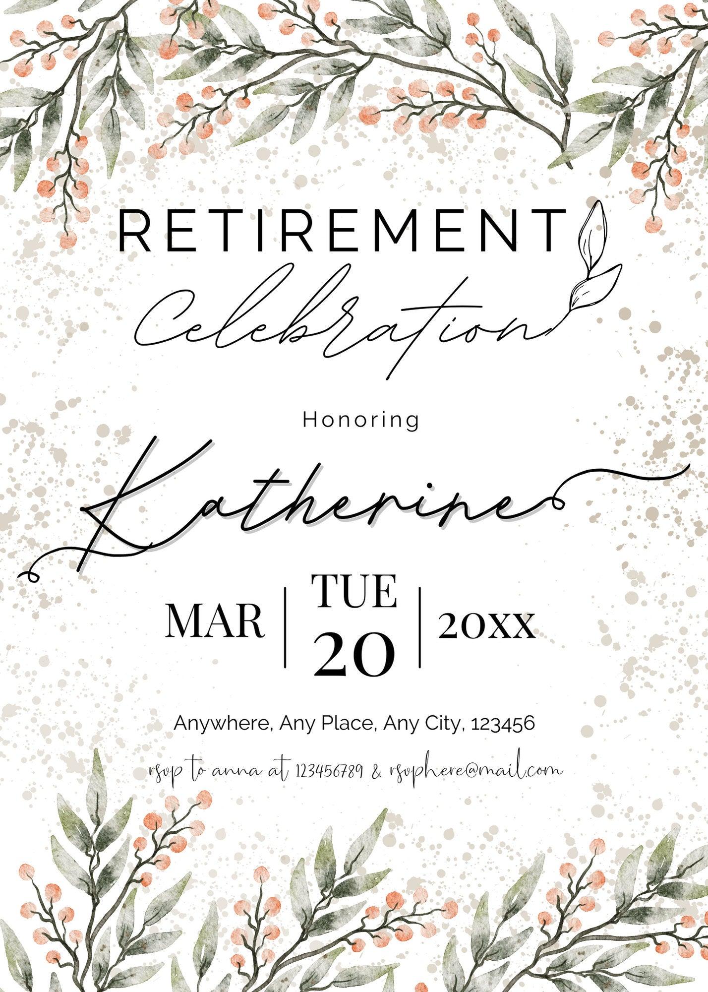 Retirement Party Invitation, Retirement celeberation Invitation Flyer, digital download, Card Template,  digital editable Canva Template - plusminusco.com