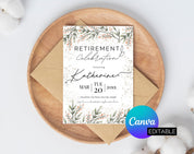 Retirement Party Invitation, Retirement celeberation Invitation Flyer, digital download, Card Template,  digital editable Canva Template - plusminusco.com