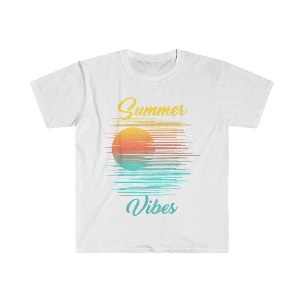 Retro Cool Vintage Summer Vibes Новыя кашулі Футболка Summer Vintage Retro Vibes Shirt Sunshine Tropical Summer Vibes Vacation TShirt - plusminusco.com