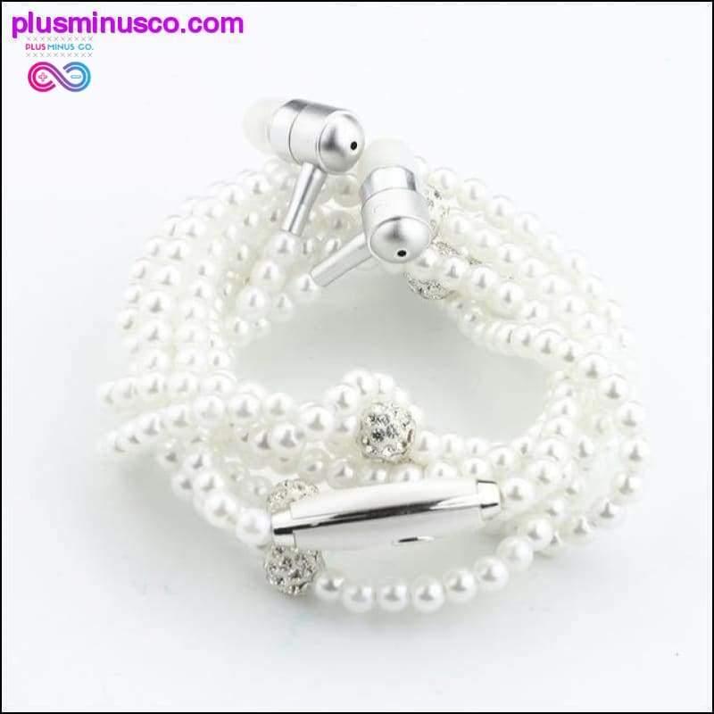 Rhinestone Jewelry Pearl Necklace Earphones With Mic Beads - plusminusco.com