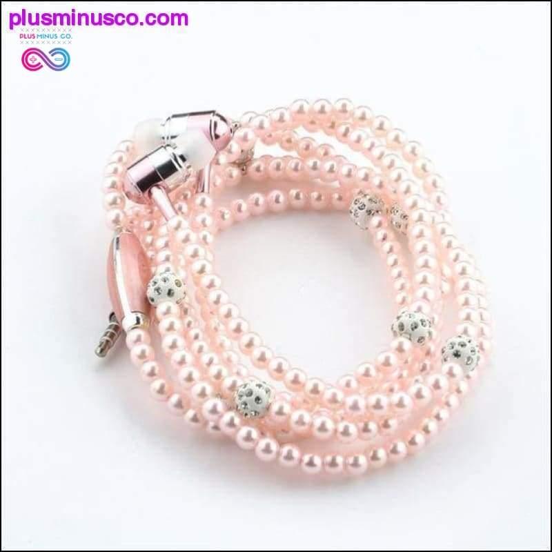 Rhinestone Jewelry Pearl Necklace Earphones With Mic Beads - plusminusco.com