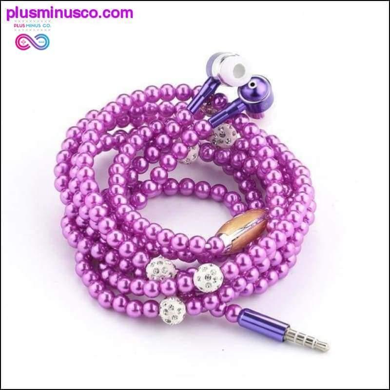 Auricolari con collana di perle e gioielli con strass e perline con microfono - plusminusco.com