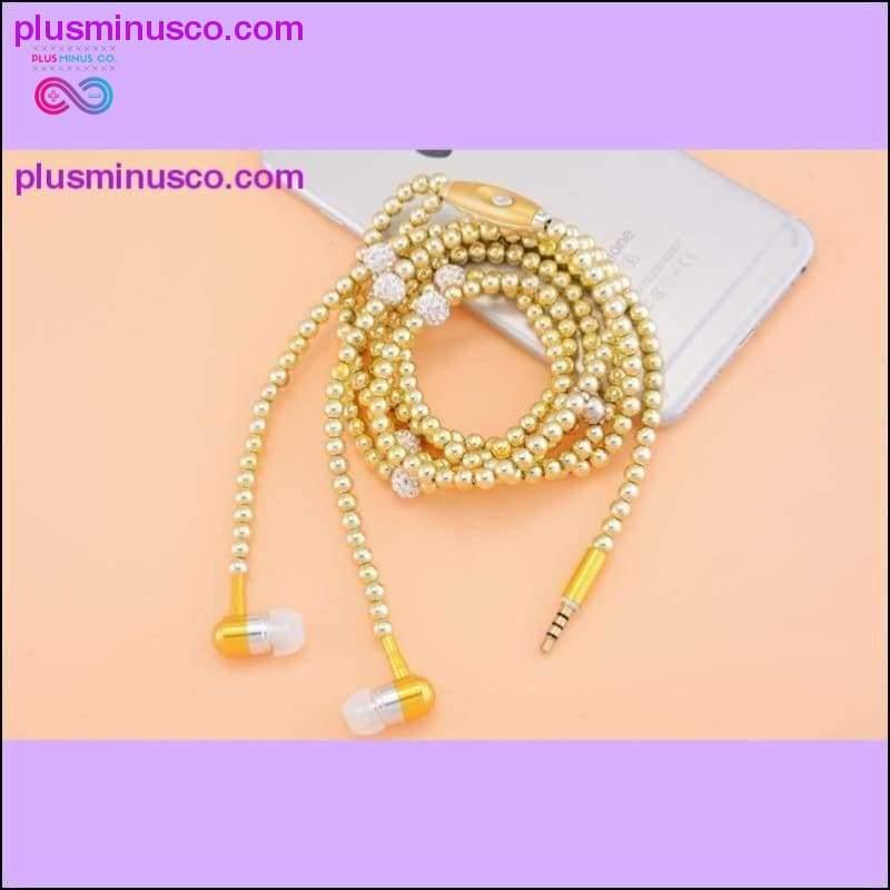 Rhinestone Jewelry Pearl Necklace Earphones With Mic Beads - plusminusco.com