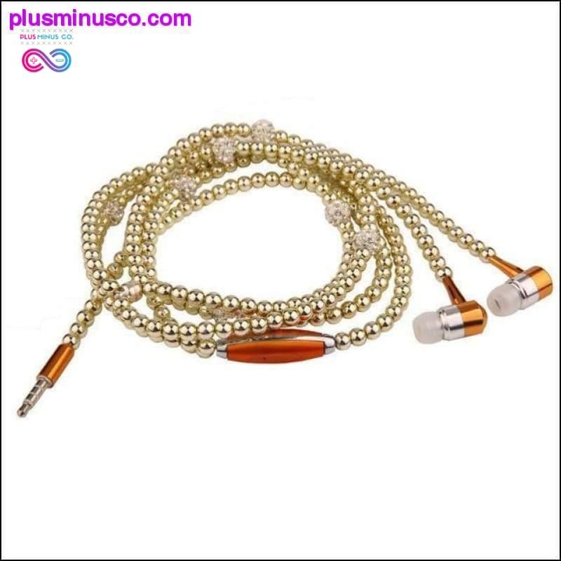 Rhinestone Jewelry Pearl Necklace Earphones With Mic Beads - plusminusco.com