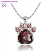 Rhinestone Paw Foot Print Charm Necklace Birthstone Jewelry - plusminusco.com