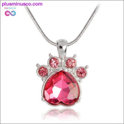 Rhinestone Paw Foot Print Charm Necklace Birthstone Jewelry - plusminusco.com