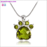 Rhinestone Paw Foot Print Charm Necklace Birthstone Jewelry - plusminusco.com