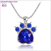 Rhinestone Paw Foot Print Charm Necklace Birthstone Jewelry - plusminusco.com