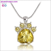Rhinestone Paw Foot Print Charm Necklace Birthstone Jewelry - plusminusco.com