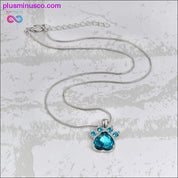 Rhinestone Paw Foot Print Charm Necklace Birthstone Jewelry - plusminusco.com