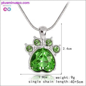 Rhinestone Paw Foot Print Charm Necklace Birthstone Jewelry - plusminusco.com